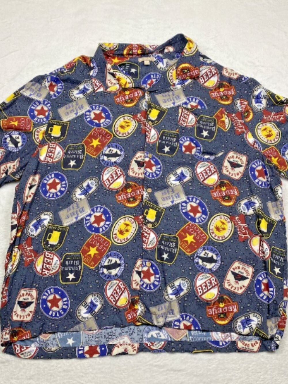 George Men's Button Up Beer Logo Shirt Size 3XL Aloha Hawaiian Shirt Type